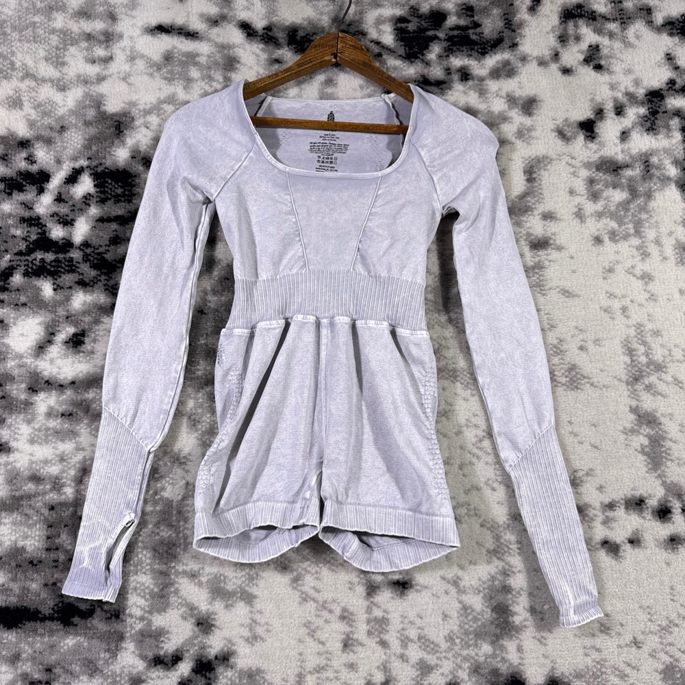 Free People Movement Good Karma One Piece Long Sleeve Shorts Open Lower‎ Back